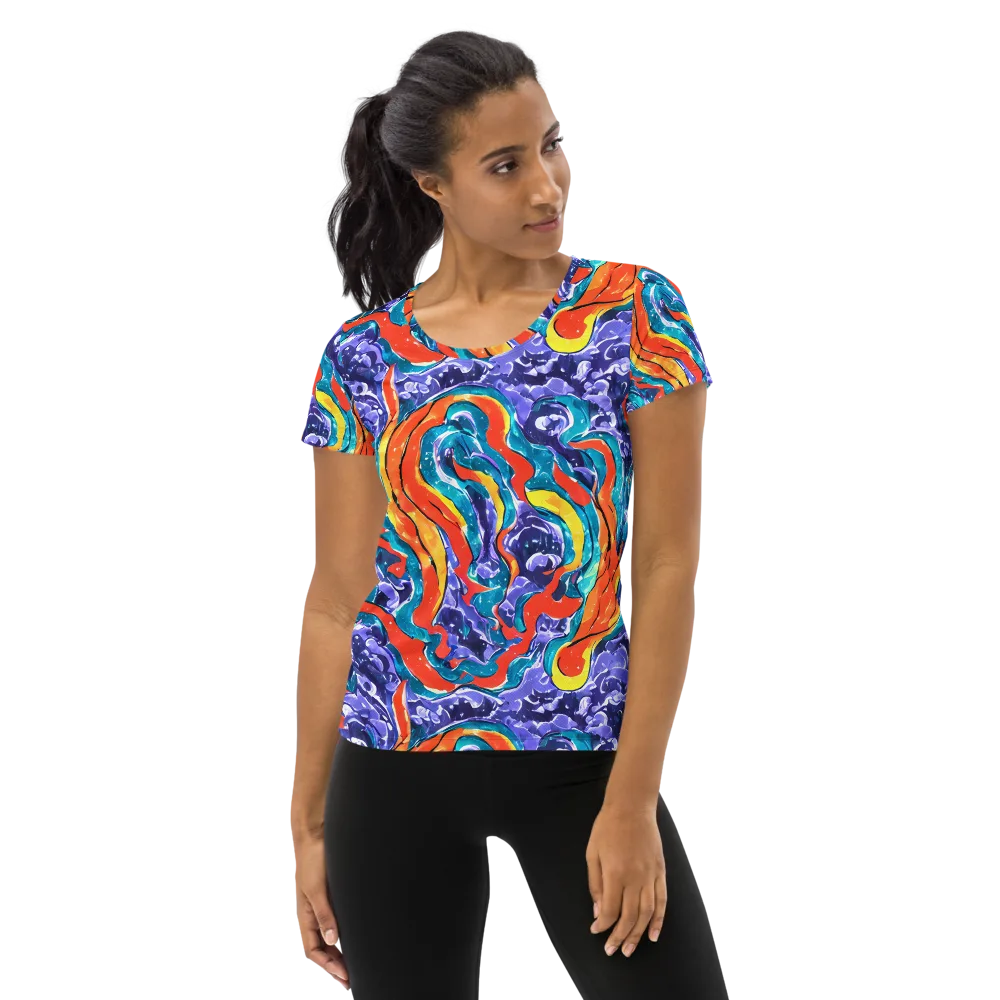 Galactic Waves on Women's Athletic T-Shirt — Front