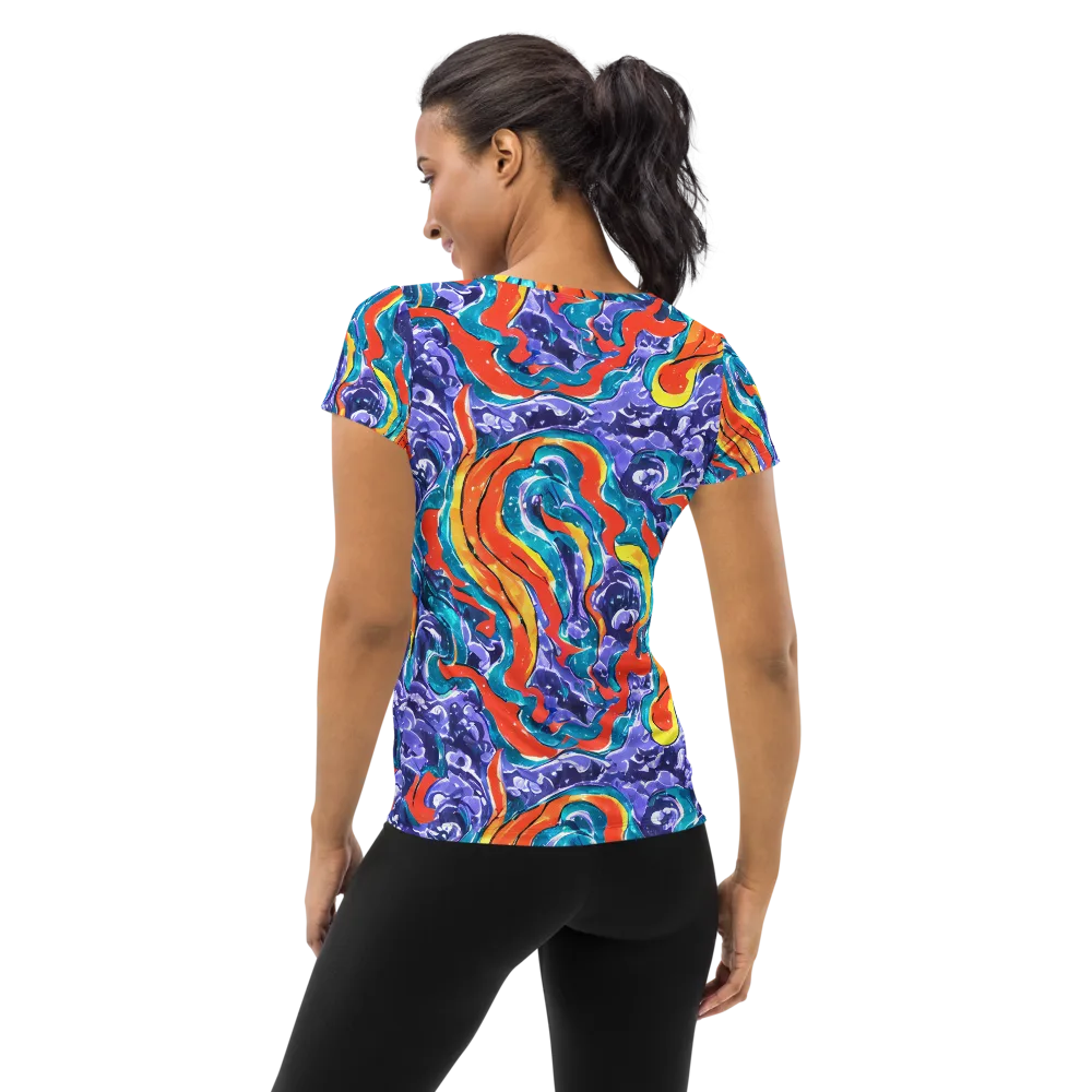 Galactic Waves on Women's Athletic T-Shirt — Back