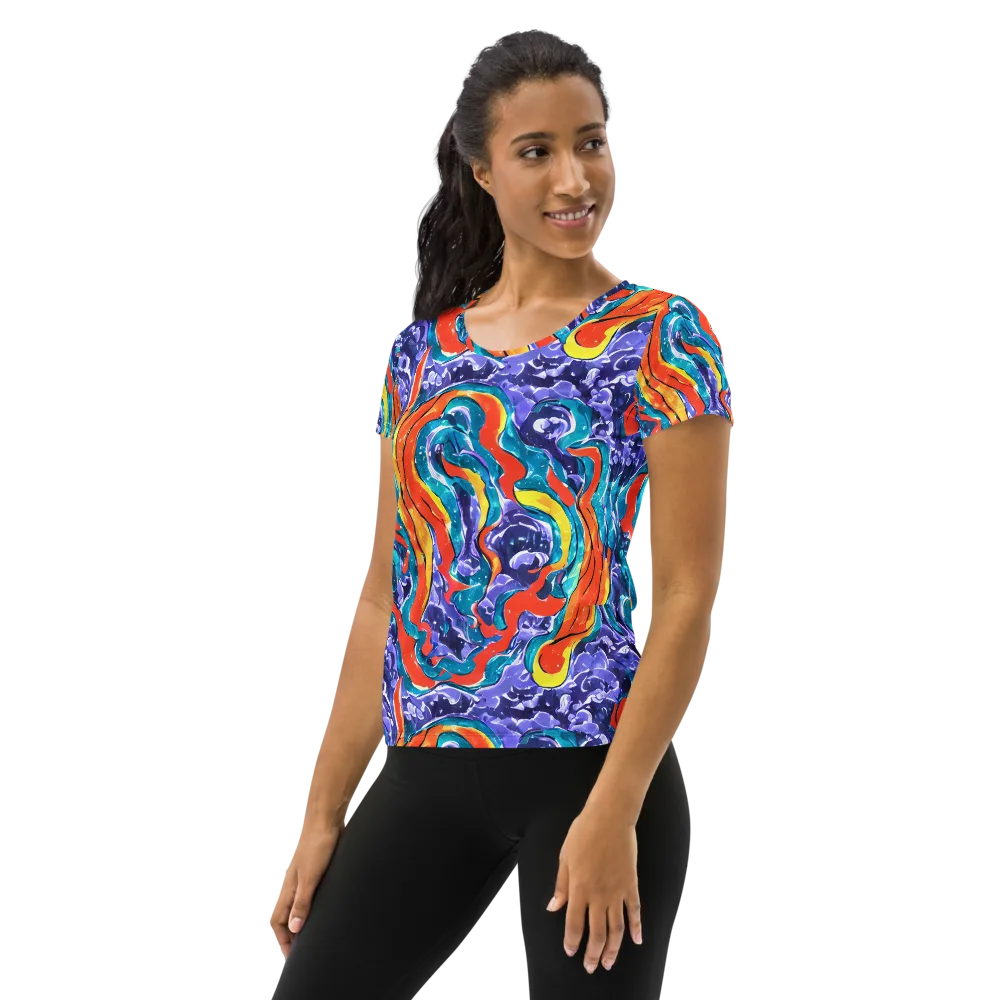 Galactic Waves on Women's Athletic T-Shirt — Left