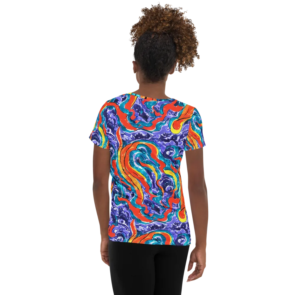 Galactic Waves on Women's Athletic T-Shirt — Back