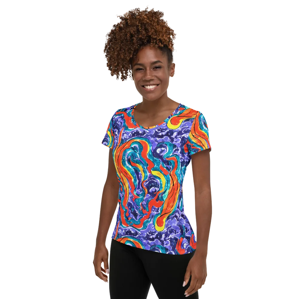 Galactic Waves on Women's Athletic T-Shirt — Left