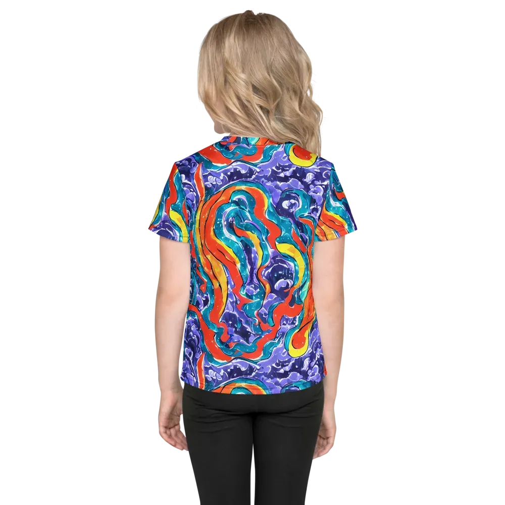 Galactic Waves on Kids Crew Neck T-Shirt — Back