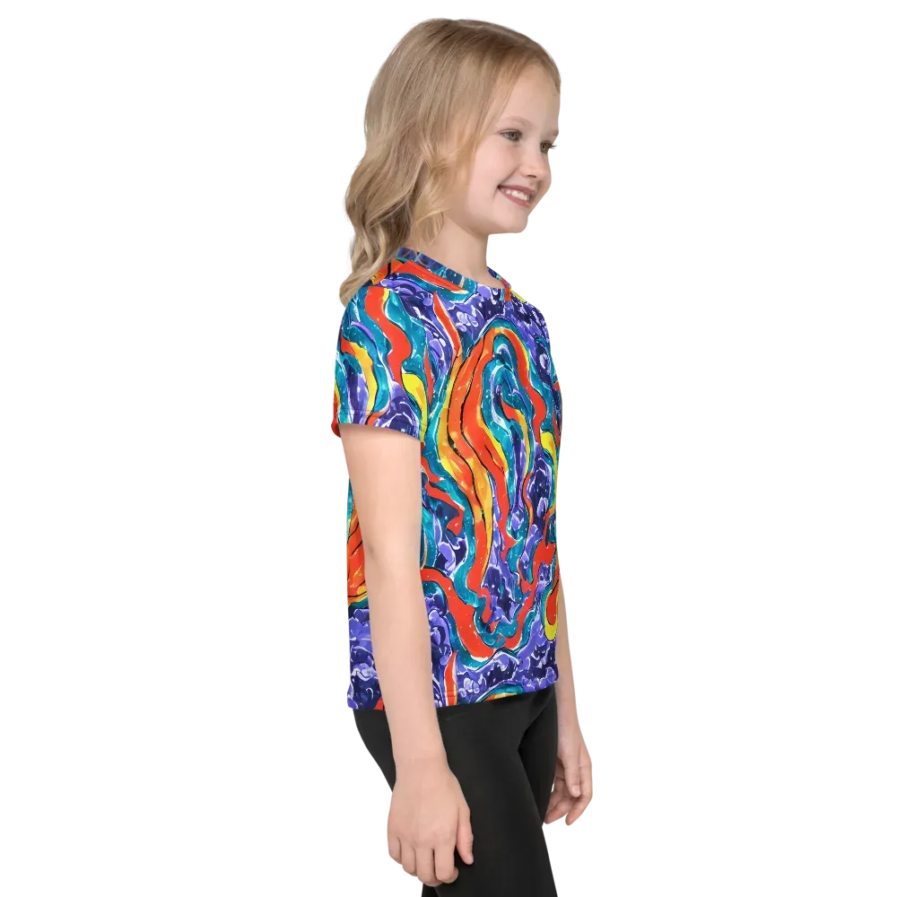 Galactic Waves on Kids Crew Neck T-Shirt — Right