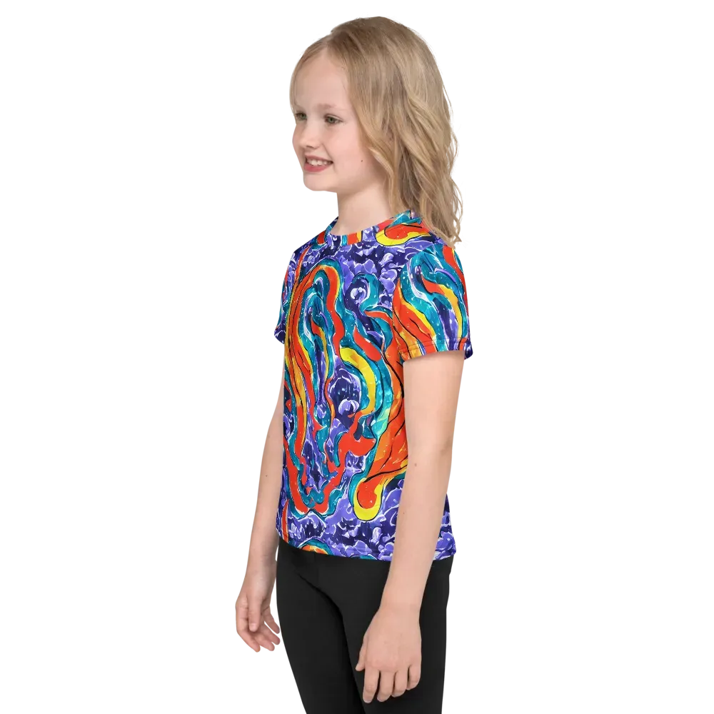 Galactic Waves on Kids Crew Neck T-Shirt — Left