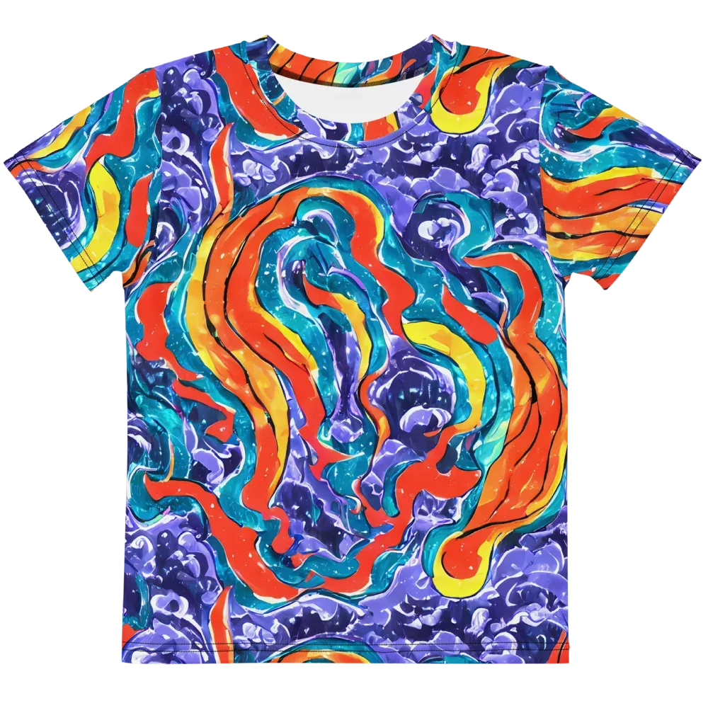 Galactic Waves on Kids Crew Neck T-Shirt — Front