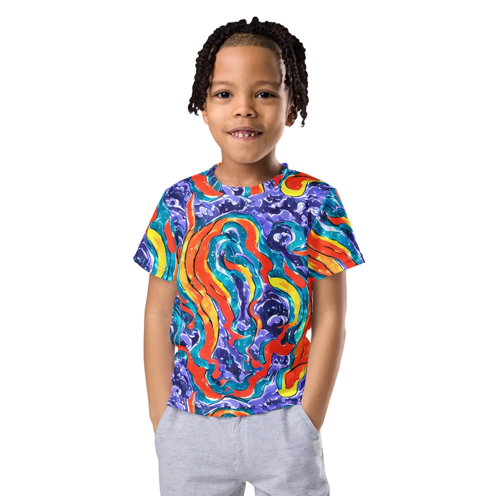 Galactic Waves on Kids Crew Neck T-Shirt — Front
