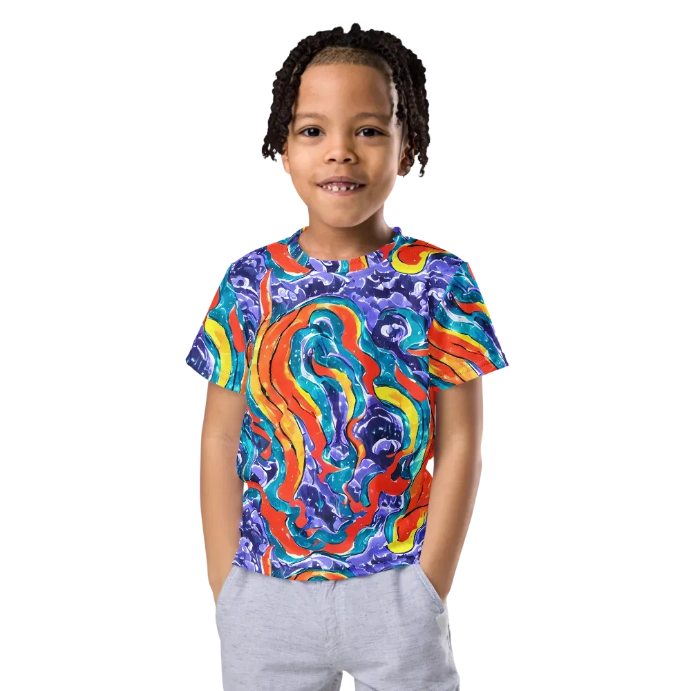 Galactic Waves on Kids Crew Neck T-Shirt — Front