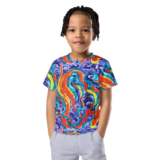 Galactic Waves on a Kids Crew Neck T-Shirt