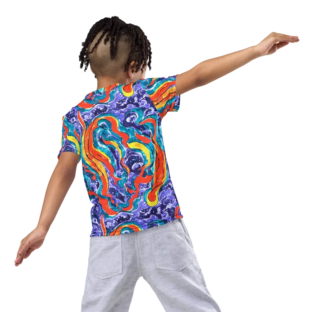 Galactic Waves on Kids Crew Neck T-Shirt — Back