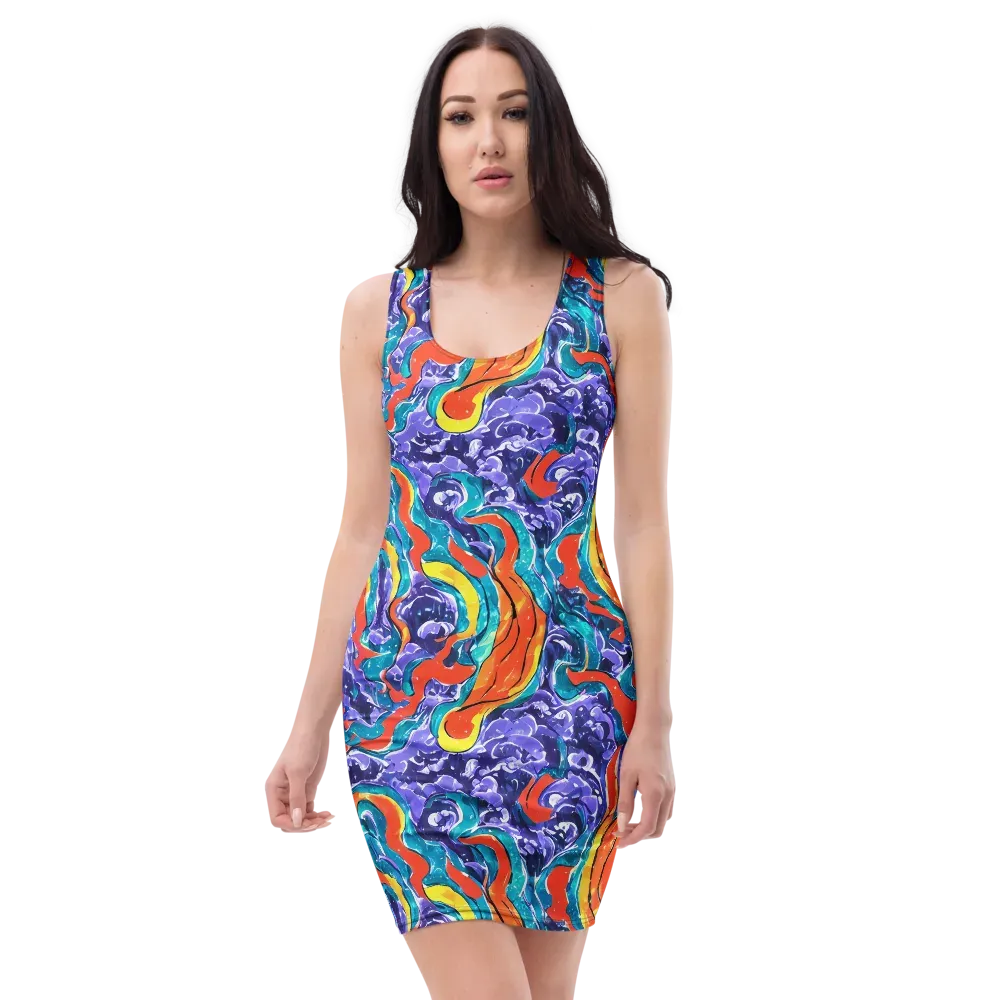 Galactic Waves on Bodycon Dress — Front