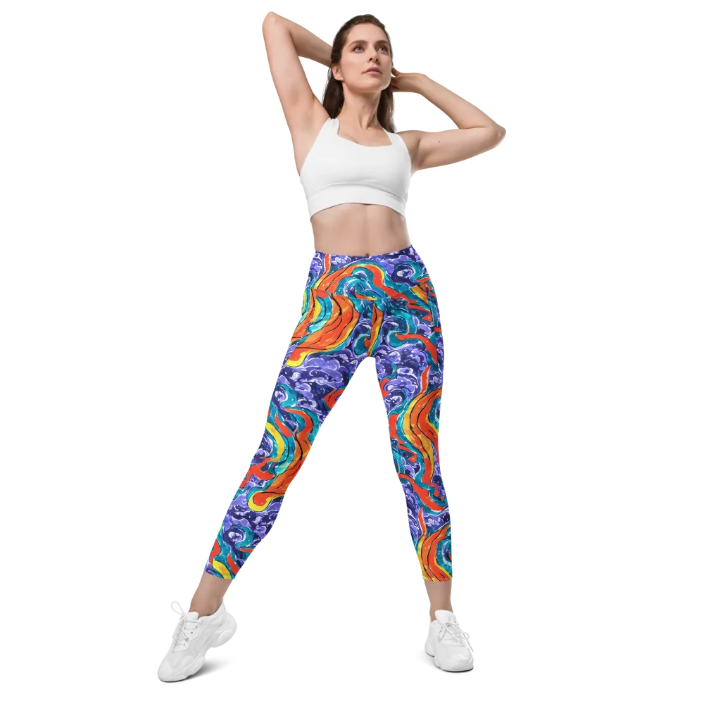 Galactic Waves on Leggings with Pockets — Front