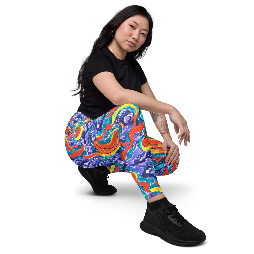 Galactic Waves on Leggings with Pockets — Right Front