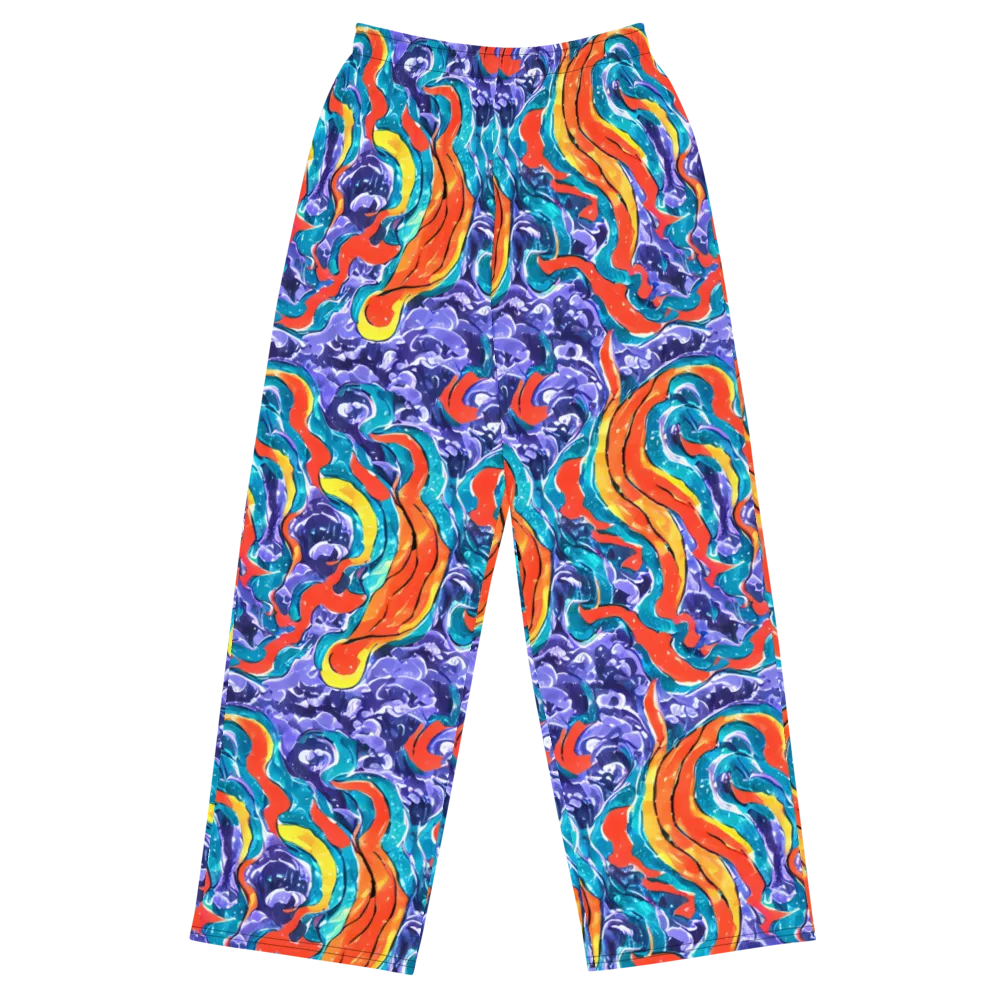 Galactic Waves on Wide-Leg Pants — Front