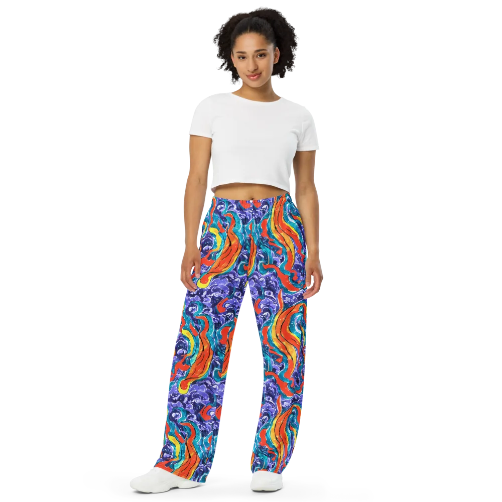 Galactic Waves on Wide-Leg Pants — Front