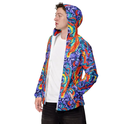 Galactic Waves on a Men's Windbreaker