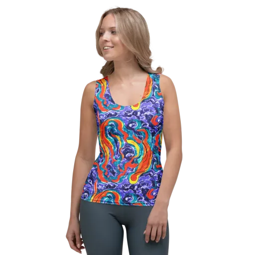 Galactic Waves on a Women's Tank Top