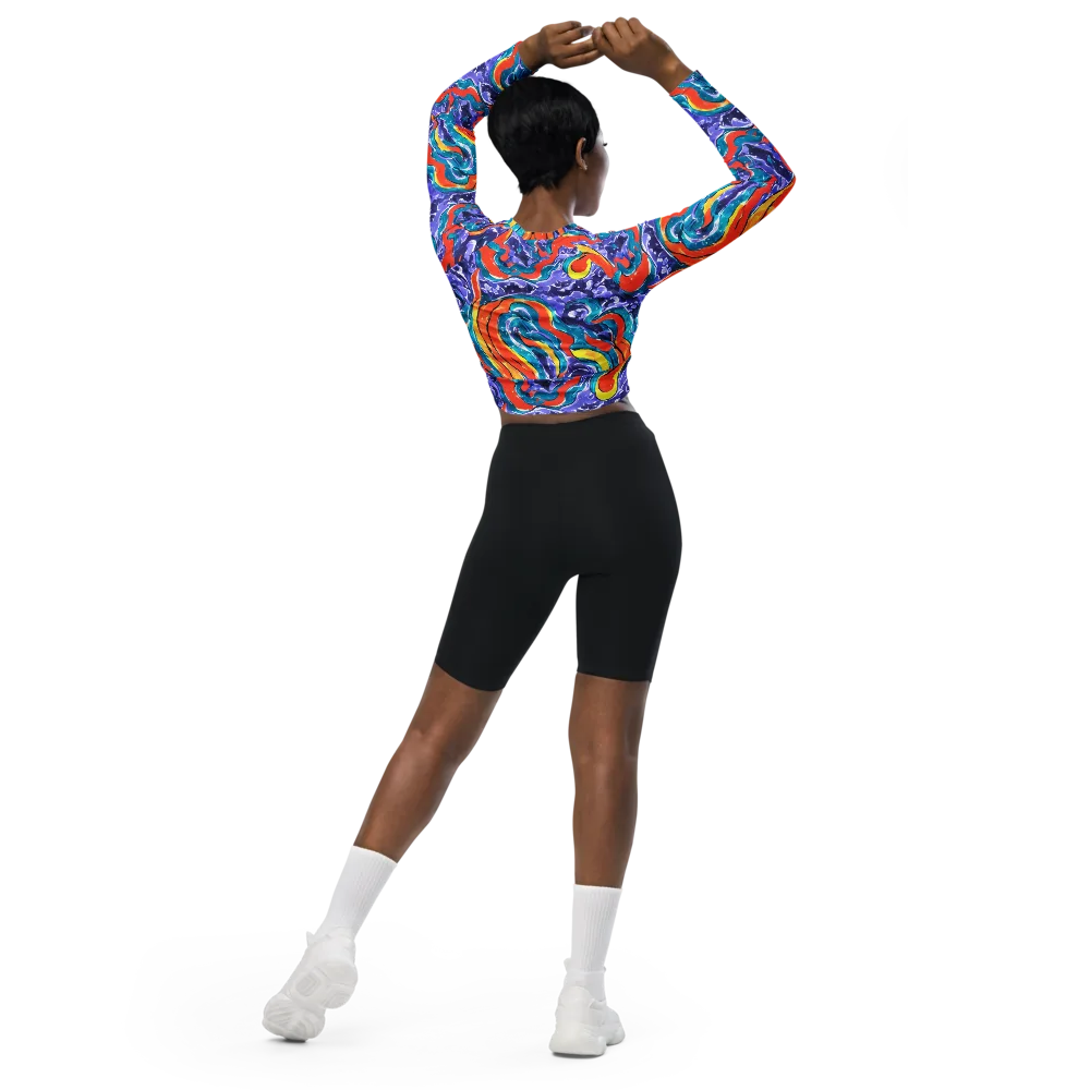 Galactic Waves on Long Sleeve Crop Top — Back