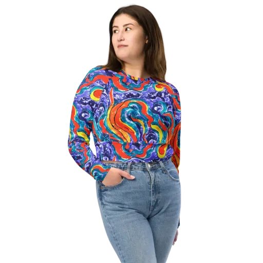 Galactic Waves on a Long Sleeve Crop Top