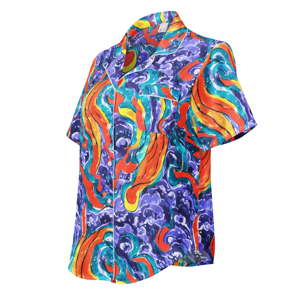 Galactic Waves on Women's Short Sleeve Pajama Top — Left Front