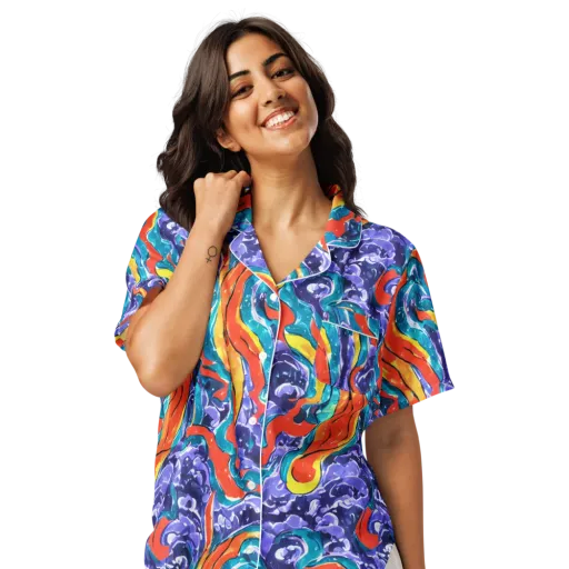 Galactic Waves on a Women's Short Sleeve Pajama Top