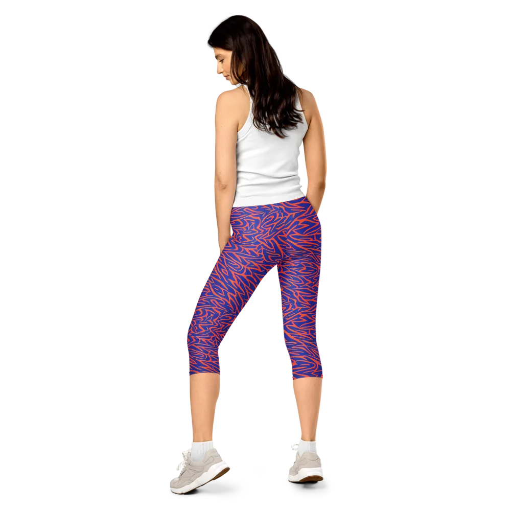 Sapphire Swirl on Capri Leggings — Back
