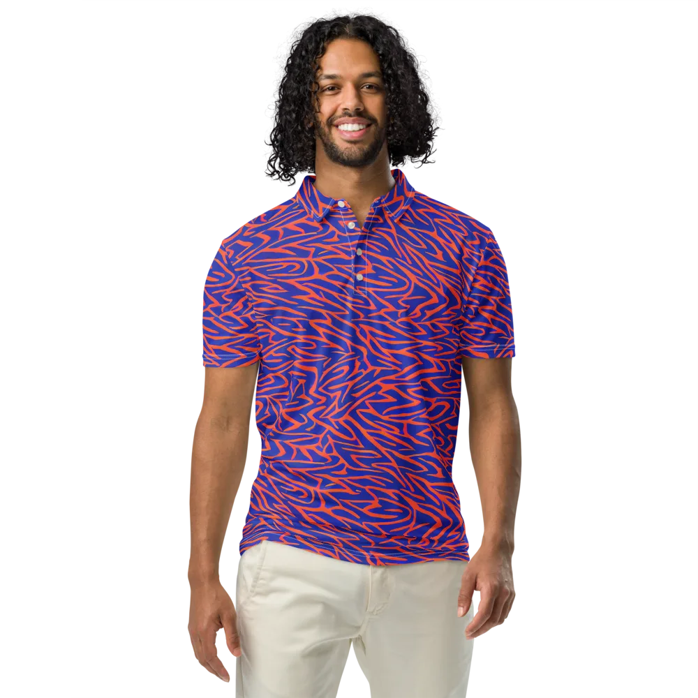 Sapphire Swirl on Men's Slim Fit Polo Shirt — Front