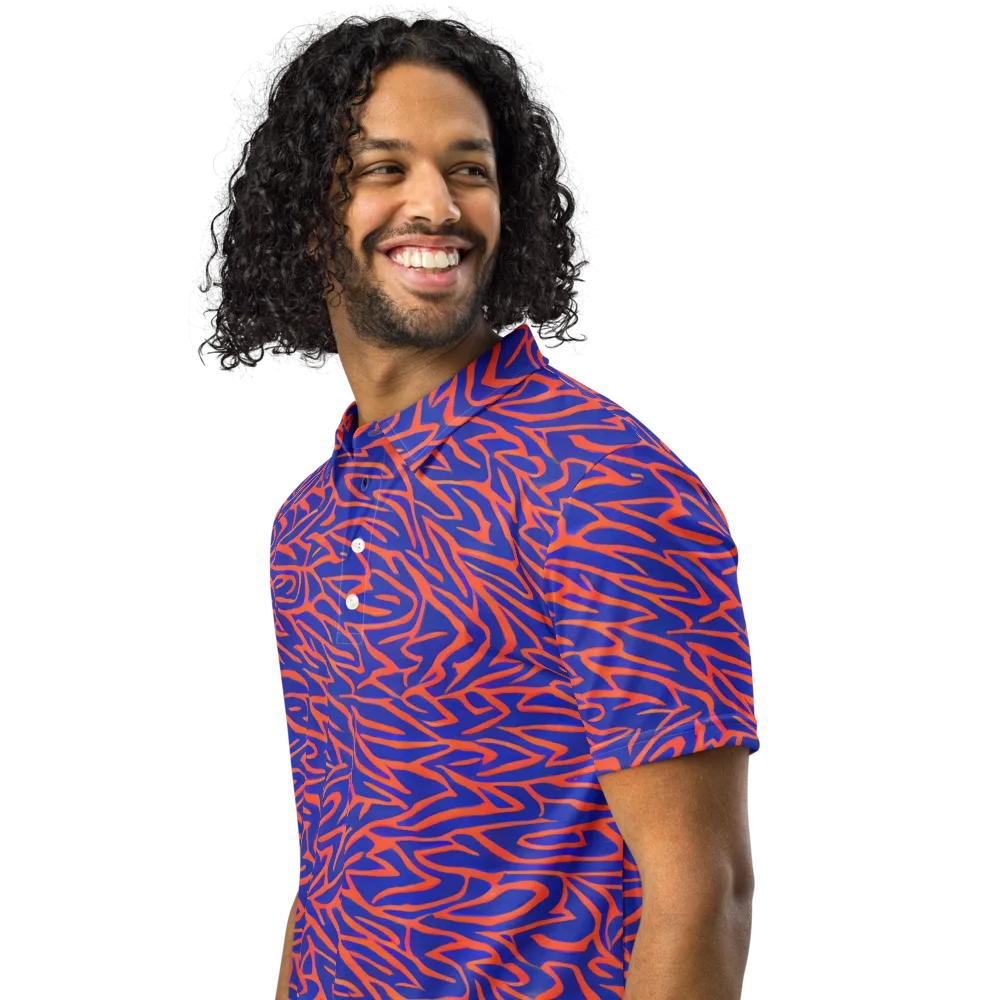 Sapphire Swirl on Men's Slim Fit Polo Shirt — Left Front