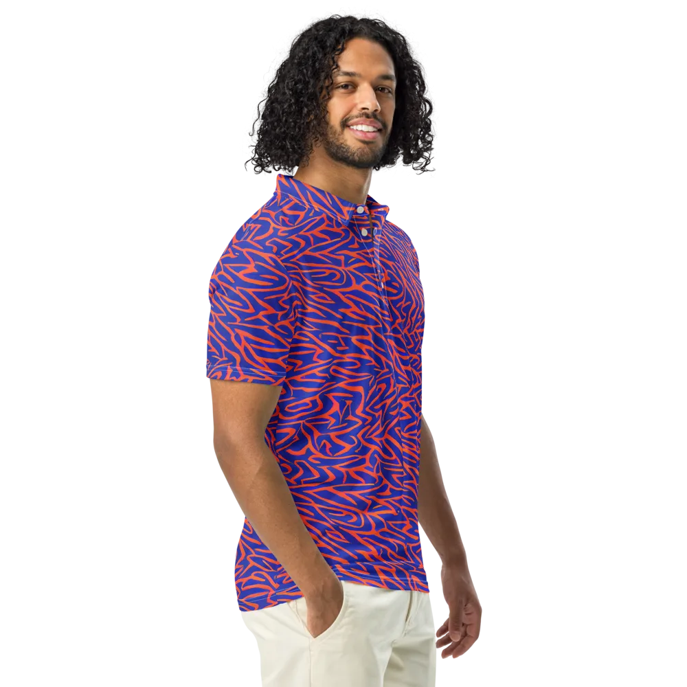 Sapphire Swirl on Men's Slim Fit Polo Shirt — Right Front