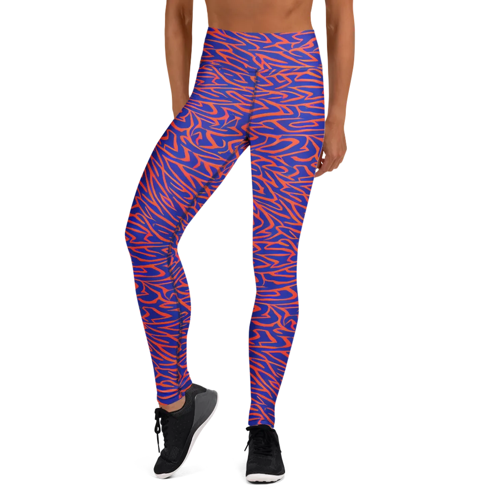 Sapphire Swirl on Yoga Leggings — Front