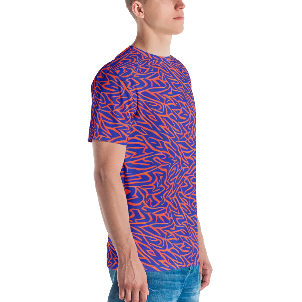 Sapphire Swirl on Men's Crew Neck T-Shirt — Right