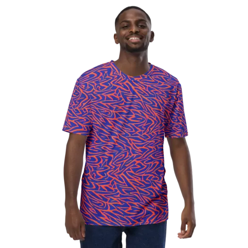 Sapphire Swirl on a Men's Crew Neck T-Shirt