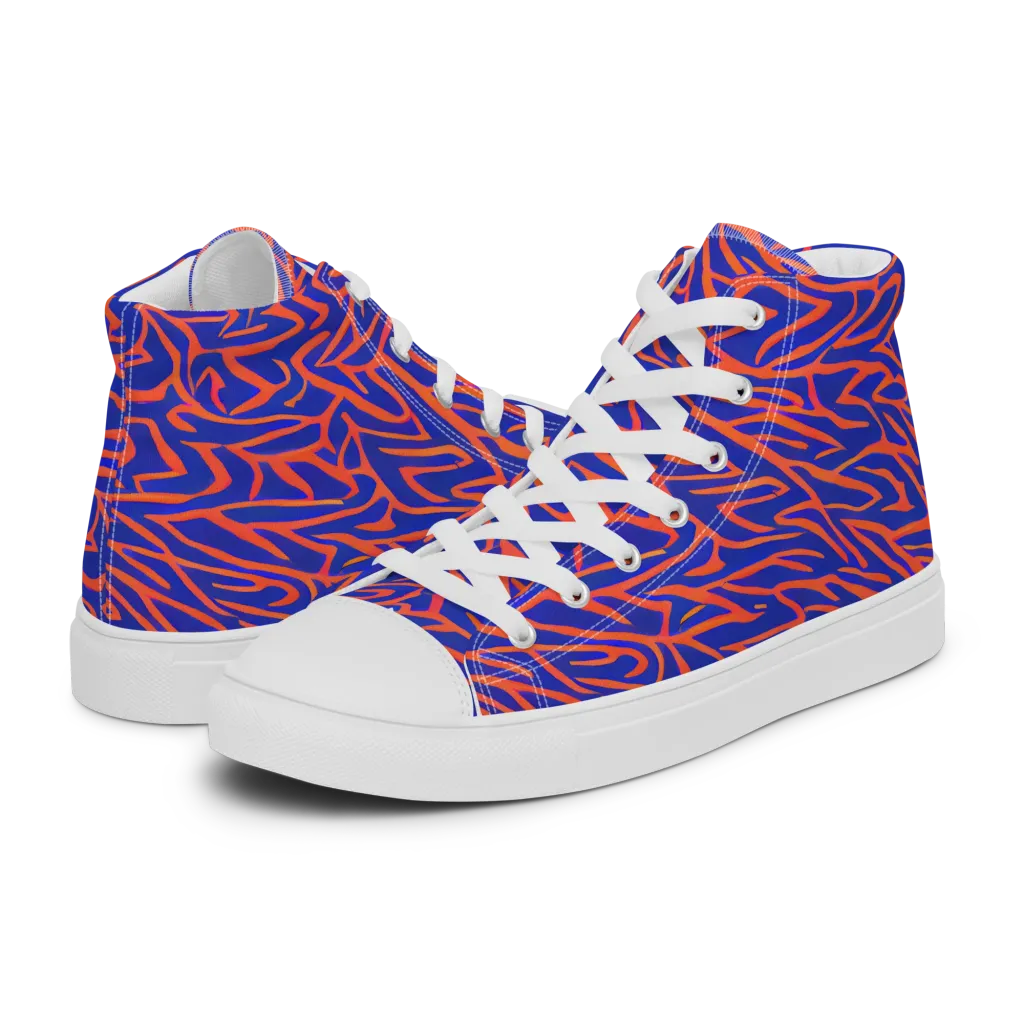 Sapphire Swirl on Men's High Top Canvas Shoes — Left