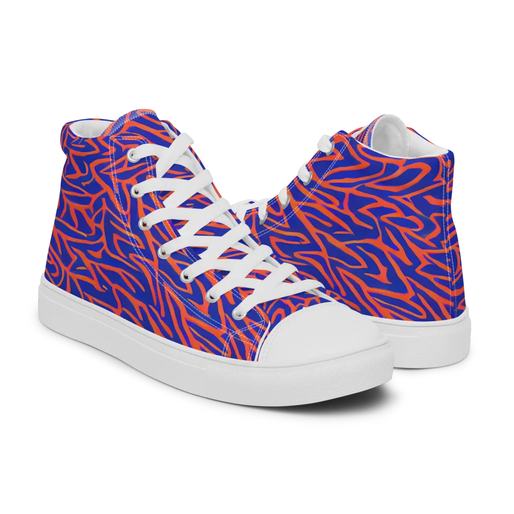 Sapphire Swirl on Men's High Top Canvas Shoes — Right