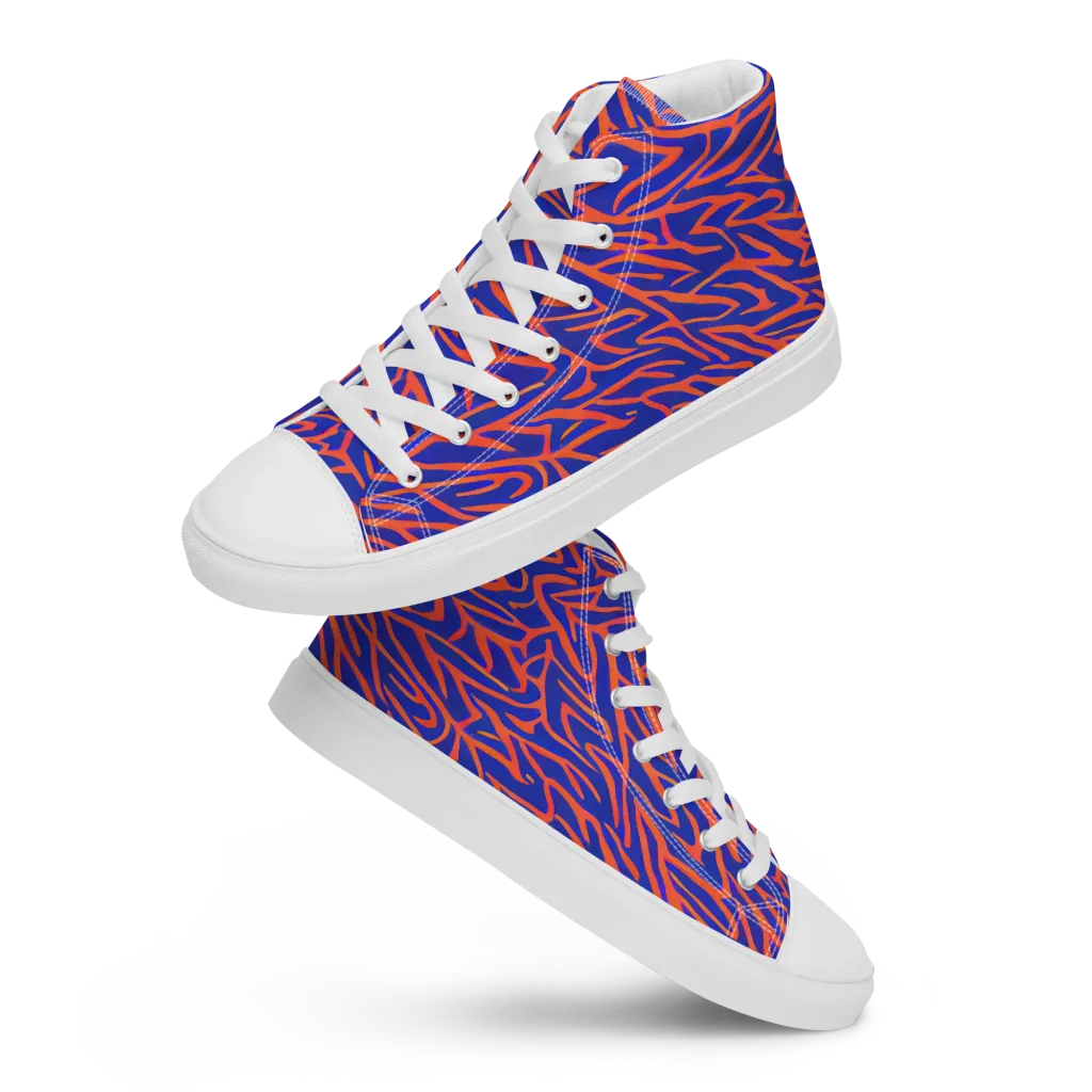Sapphire Swirl on Men's High Top Canvas Shoes — Front