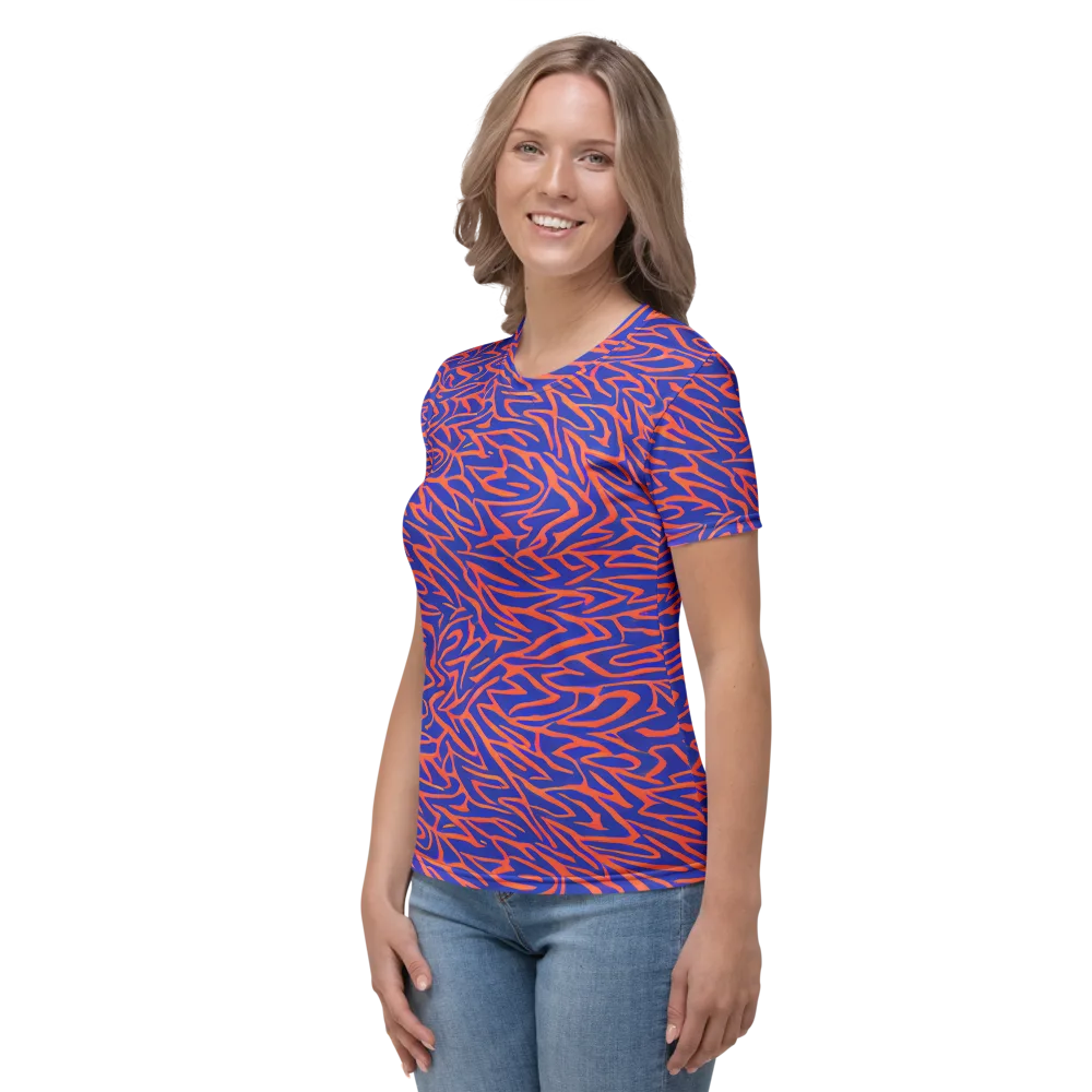 Sapphire Swirl on Women's Crew Neck T-Shirt — Left