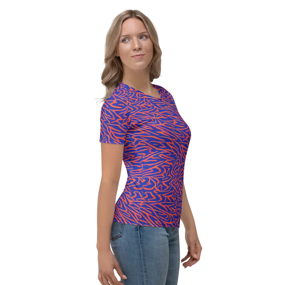 Sapphire Swirl on Women's Crew Neck T-Shirt — Right