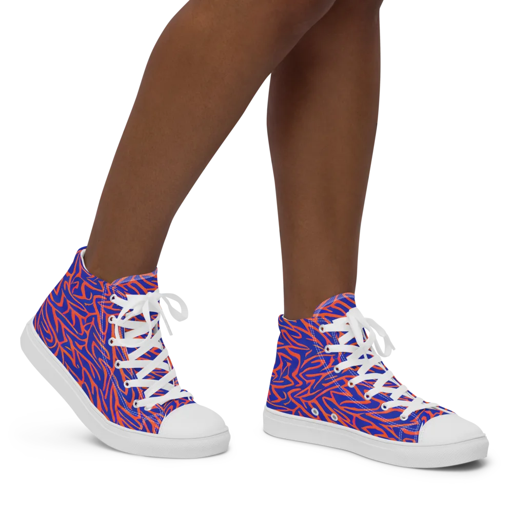 Sapphire Swirl on Women's High Top Canvas Shoes — Right