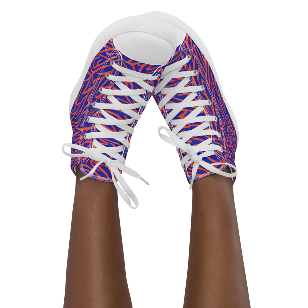 Sapphire Swirl on Women's High Top Canvas Shoes — Front