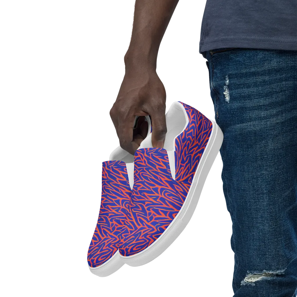 Sapphire Swirl on Men's Slip-On Canvas Shoes — Left Front