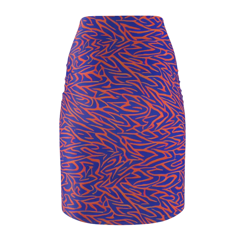 Sapphire Swirl on Pencil Skirt — Back