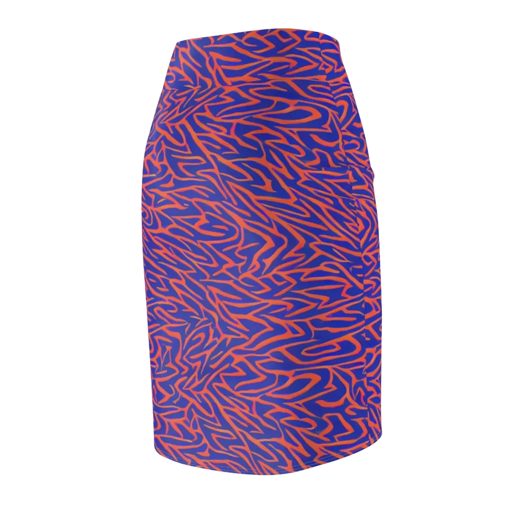 Sapphire Swirl on Pencil Skirt — Back Side