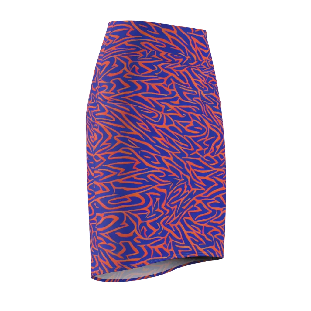 Sapphire Swirl on Pencil Skirt — Front Side