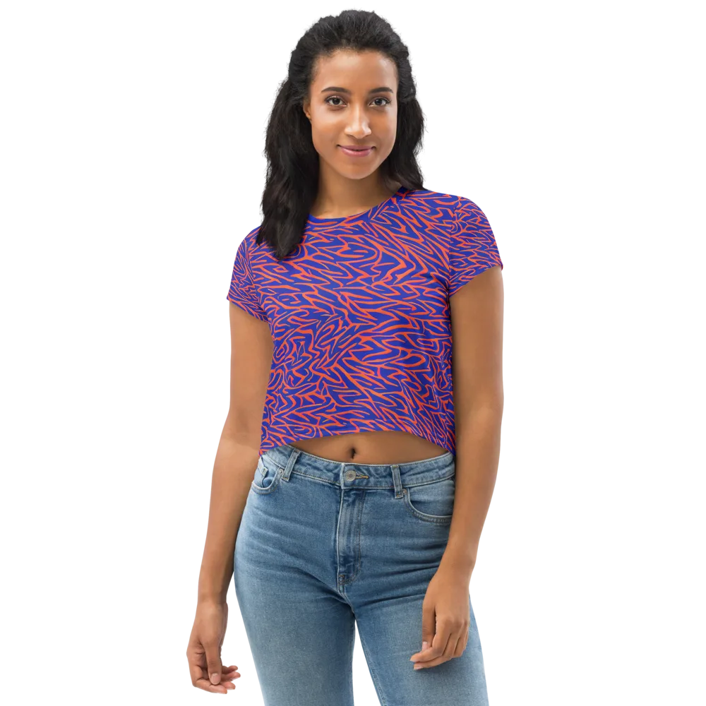 Sapphire Swirl on Crop Tee — Front
