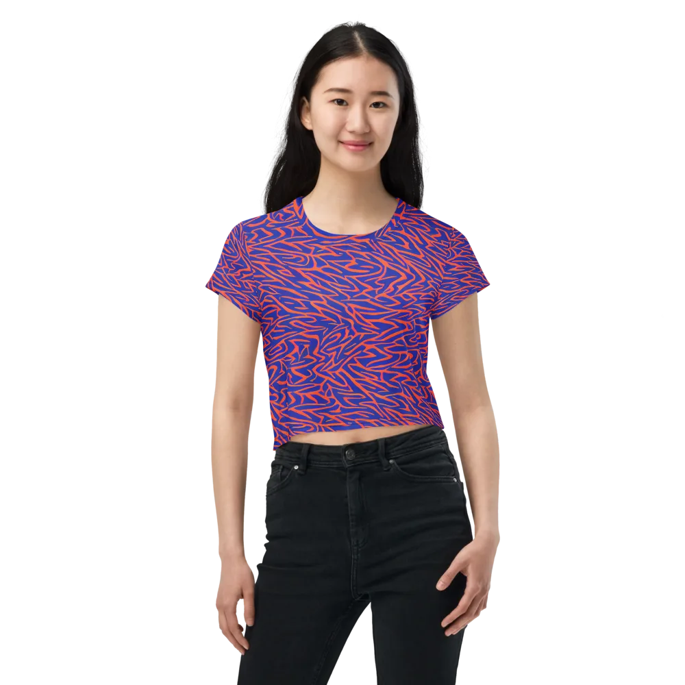 Sapphire Swirl on Crop Tee — Front