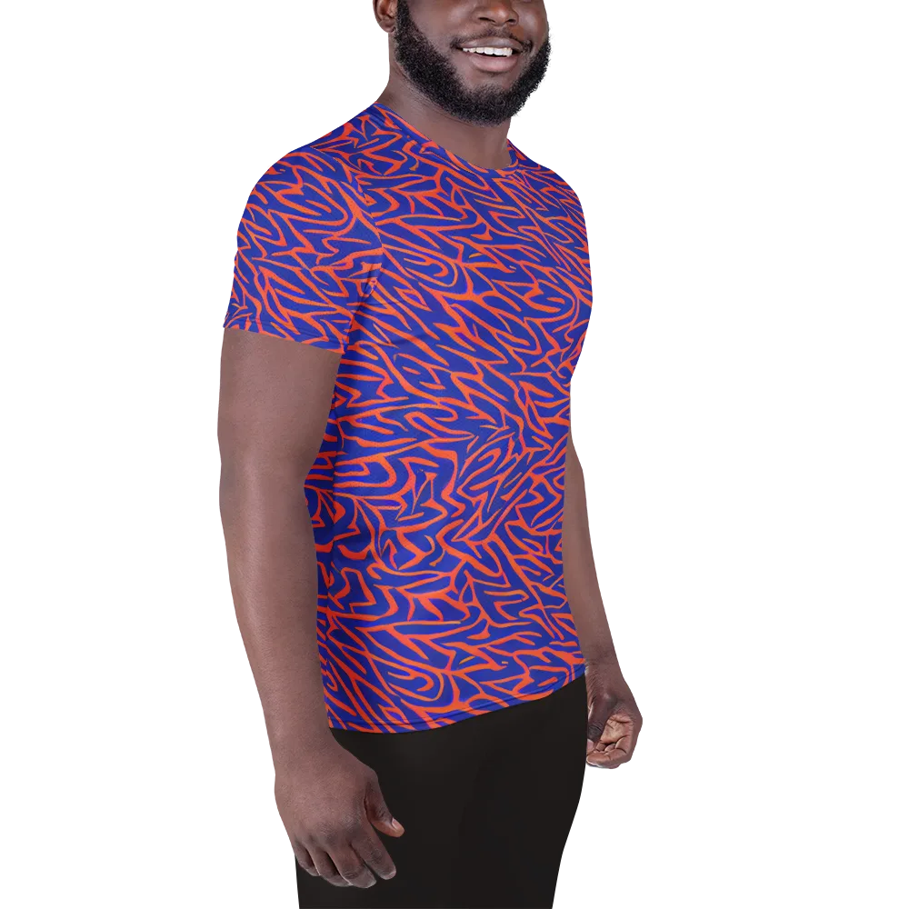Sapphire Swirl on Men's Athletic T-Shirt — Right