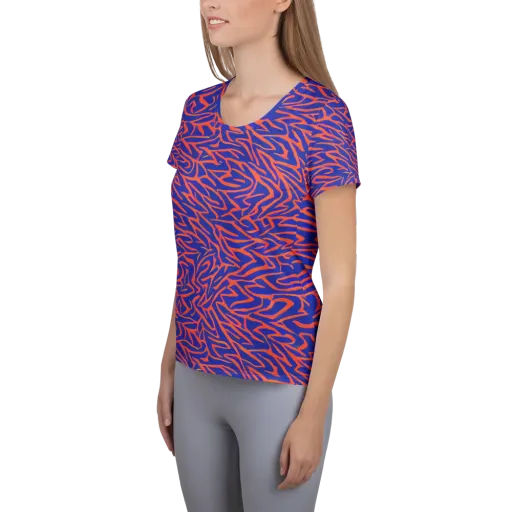 Sapphire Swirl on a Women's Athletic T-Shirt