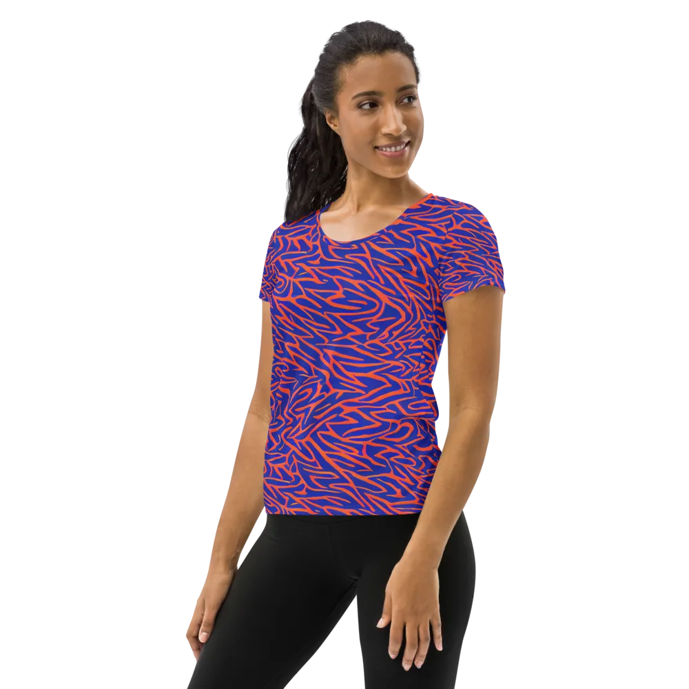 Sapphire Swirl on Women's Athletic T-Shirt — Left