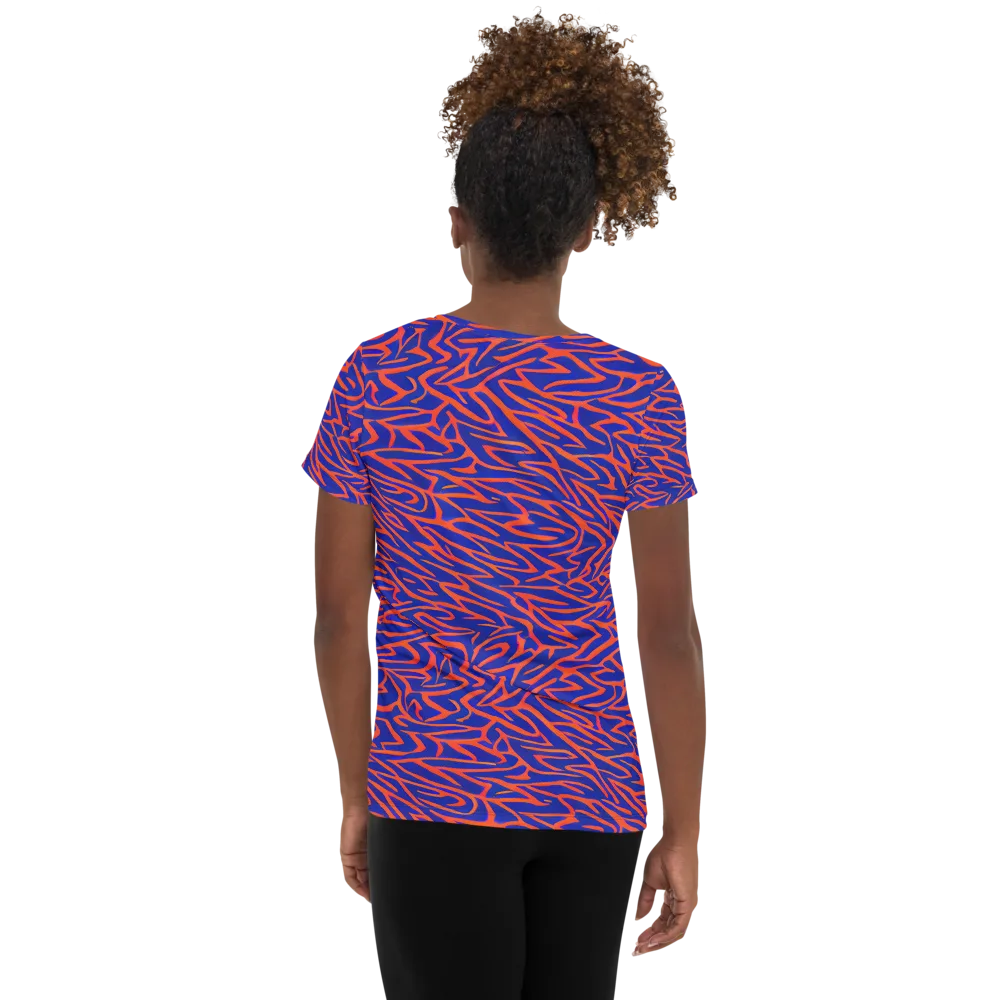 Sapphire Swirl on Women's Athletic T-Shirt — Back