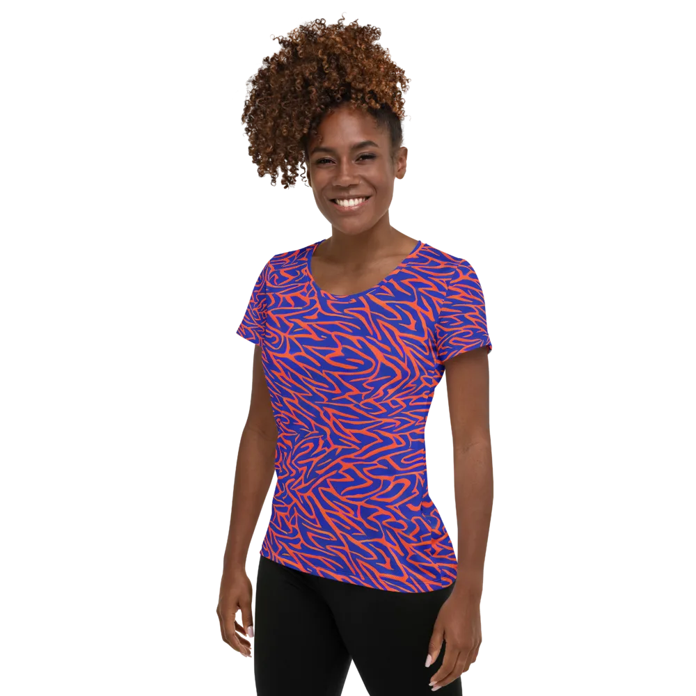 Sapphire Swirl on Women's Athletic T-Shirt — Left