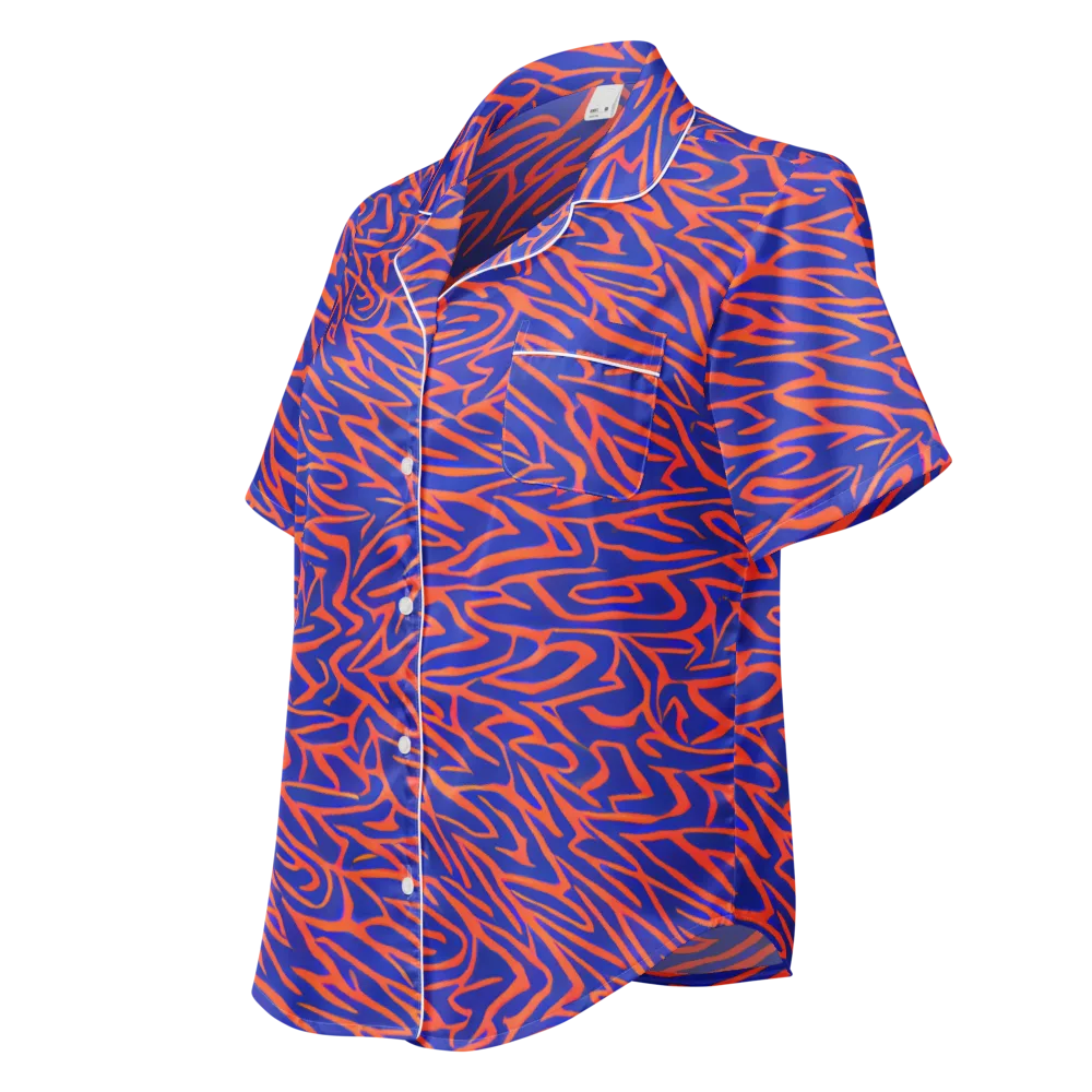 Sapphire Swirl on Women's Short Sleeve Pajama Top — Left Front